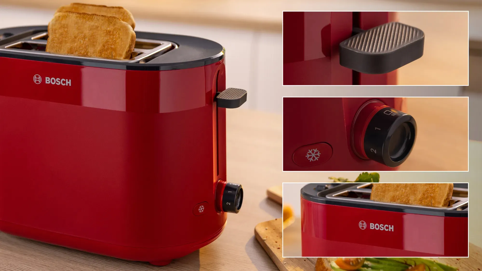 Bosch compact toaster MyMoment TAT2M124 (red, 950 watts, for 2 slices of toast)