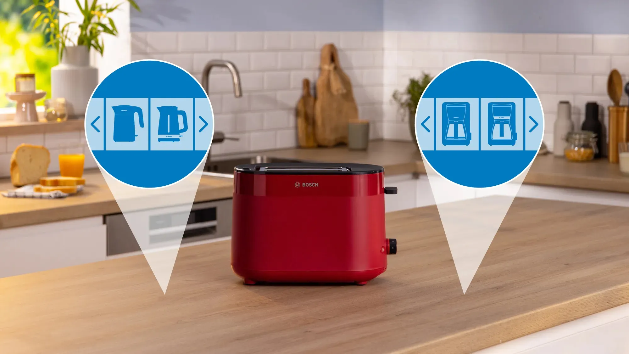 Bosch compact toaster MyMoment TAT2M124 (red, 950 watts, for 2 slices of toast)