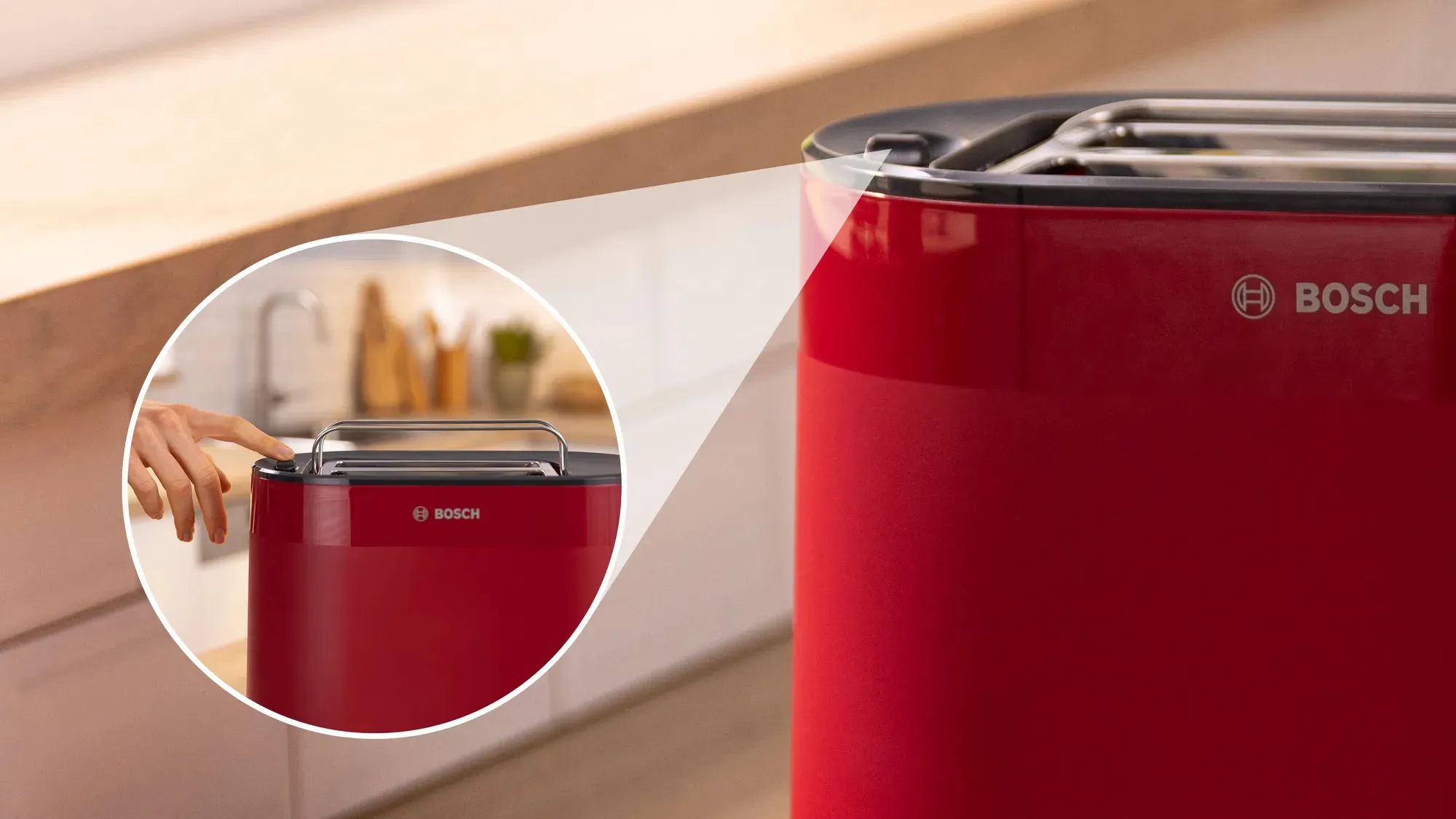 Bosch compact toaster MyMoment TAT2M124 (red, 950 watts, for 2 slices of toast)