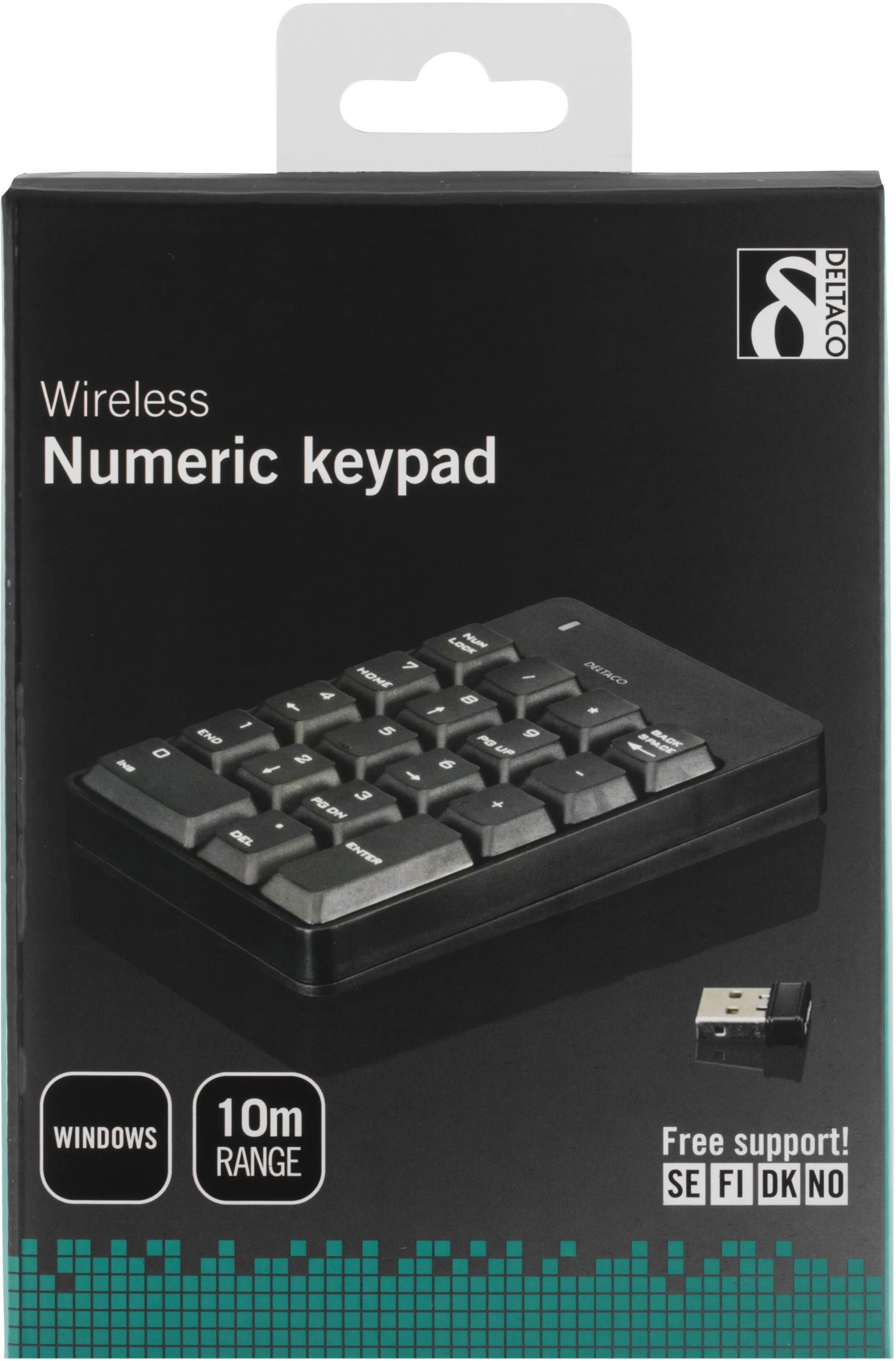 Deltaco TB-144 -numeron&auml;pp&auml;imist&ouml;, Musta