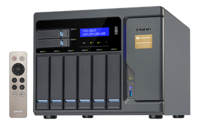 QNAP TVS-882T-i5-16G 8-Bay TurboNAS SATA 6G i5-6500 3.6GHz 16GB RAM 4-LAN 2x 10Gbase-T 2x Thunderbolt port iSCSI RAID 0 1 5 6 10 5