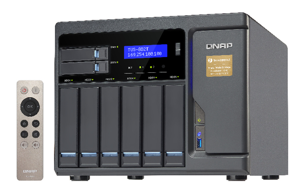 QNAP TVS-882T-i5-16G 8-Bay TurboNAS SATA 6G i5-6500 3.6GHz 16GB RAM 4-LAN 2x 10Gbase-T 2x Thunderbolt port iSCSI RAID 0 1 5 6 10 5