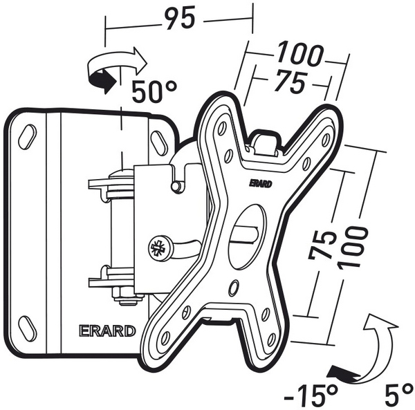 Erard CLIFF 100TW45, sein&auml;kiinnike n&auml;yt&ouml;ille, 15-23", 15kg, mu/valk