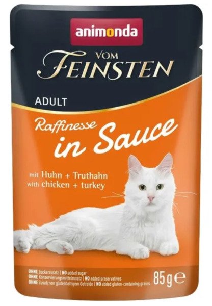 Animonda Vom Feinsten Raffinesse in Sauce - Chicken &amp; Turkey, V&aring;tfoder f&ouml;r katt, Adult, 85 g