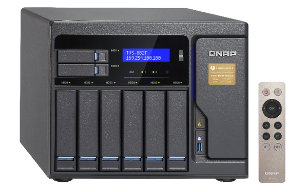 QNAP TVS-882T-i5-16G 8-Bay TurboNAS SATA 6G i5-6500 3.6GHz 16GB RAM 4-LAN 2x 10Gbase-T 2x Thunderbolt port iSCSI RAID 0 1 5 6 10 5