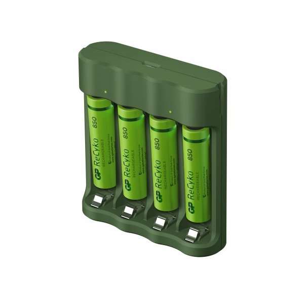 GP ReCyko Everyday Battery Charger, B421 (USB), incl. 4 x AAA 850 mAh Batteries