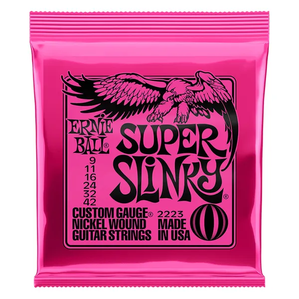 Ernie Ball Super Slinky Nickel Wound Electric Guitar Strings, 9-42 (EB2223)