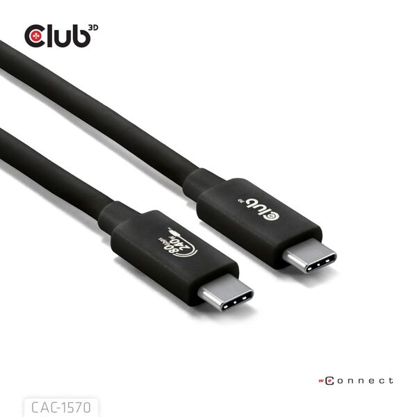 Club 3D CAC-1570 USB4 v2 USB-C cable, 240W, 1.2 m, Black