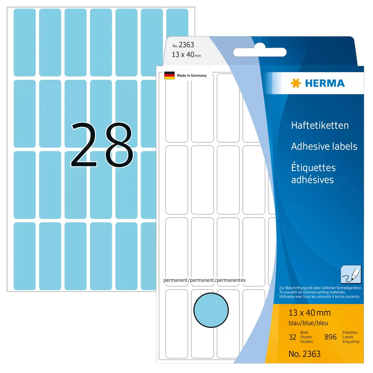 Herma label manual 13x40 blue (896)