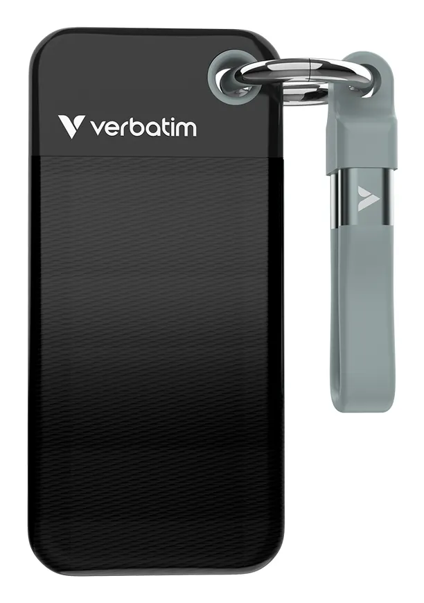 Verbatim Pocket SSD 1TB External SSD with USB 3.2 Gen 2 (USB-C), Portable, Black/Gray