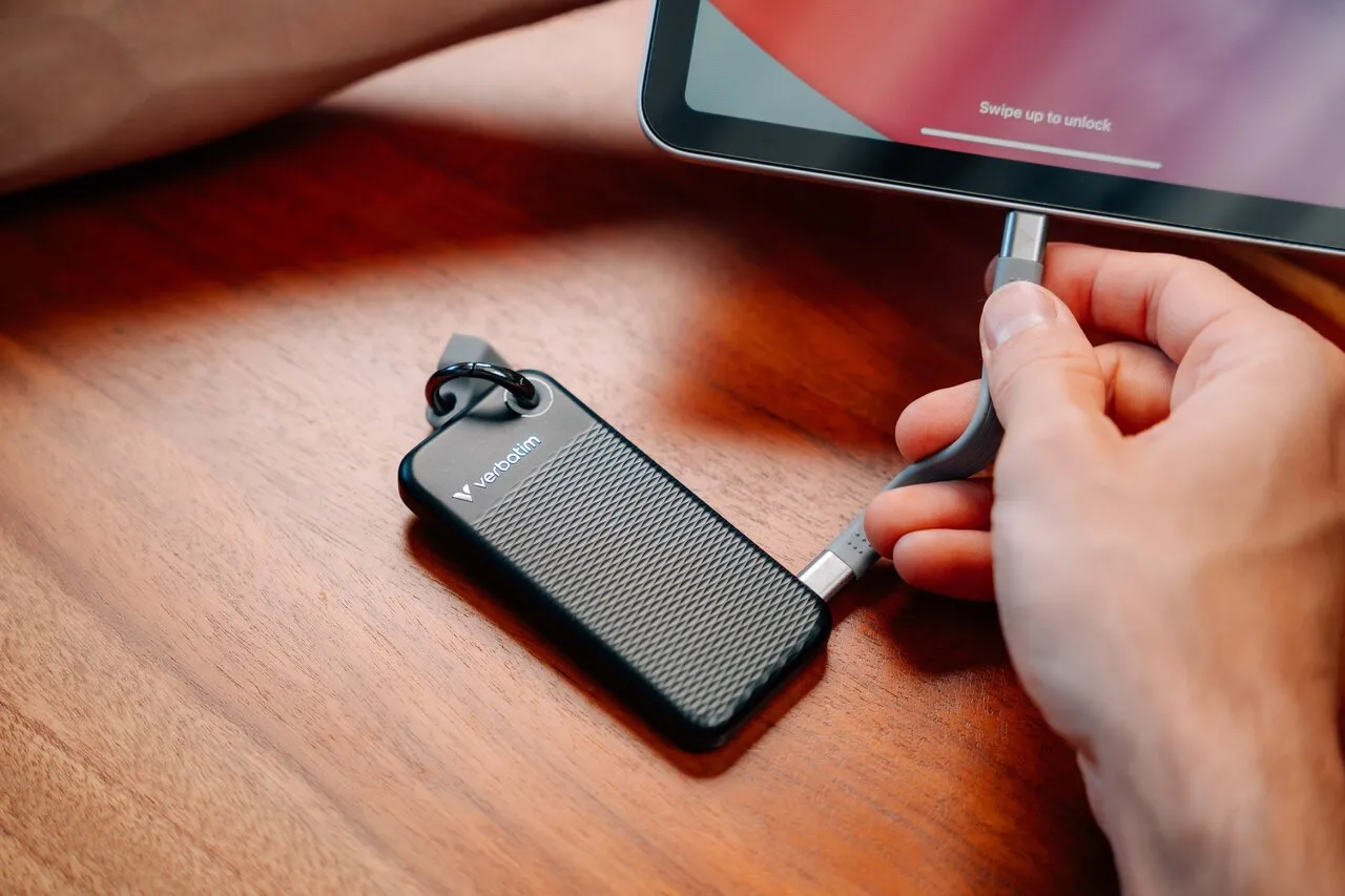 Verbatim Pocket SSD 1TB External SSD with USB 3.2 Gen 2 (USB-C), Portable, Black/Gray