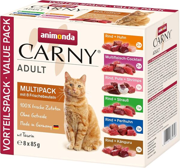 Animonda Carny Adult Poultry Mix, Kissan märkäruoka, Viljaton, 8 x 85 g