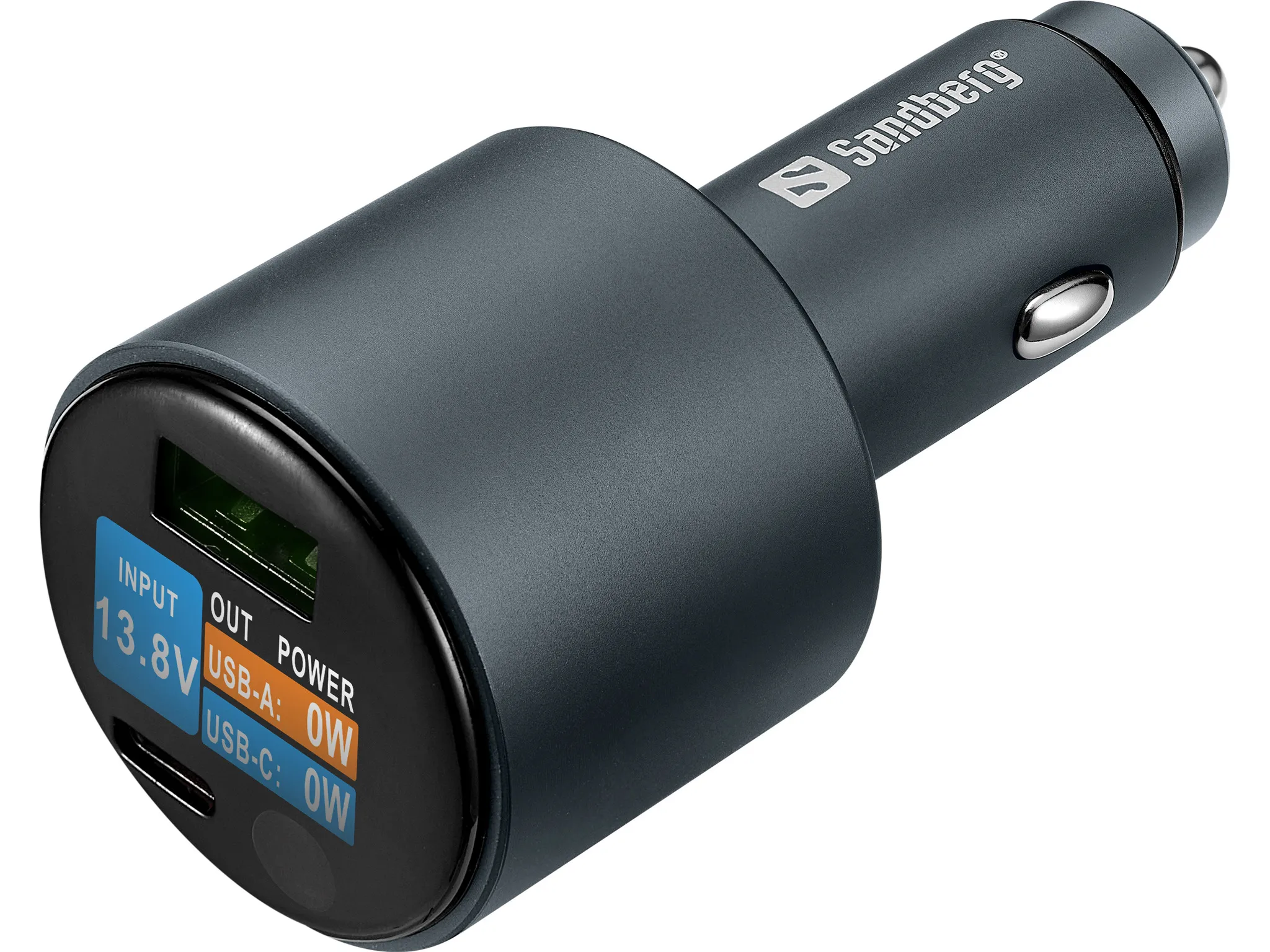 Sandberg Car Charger 2in1 95W Display, 1 x USB-C, 1 x USB-A, 95W, PD 65W - billaddarer