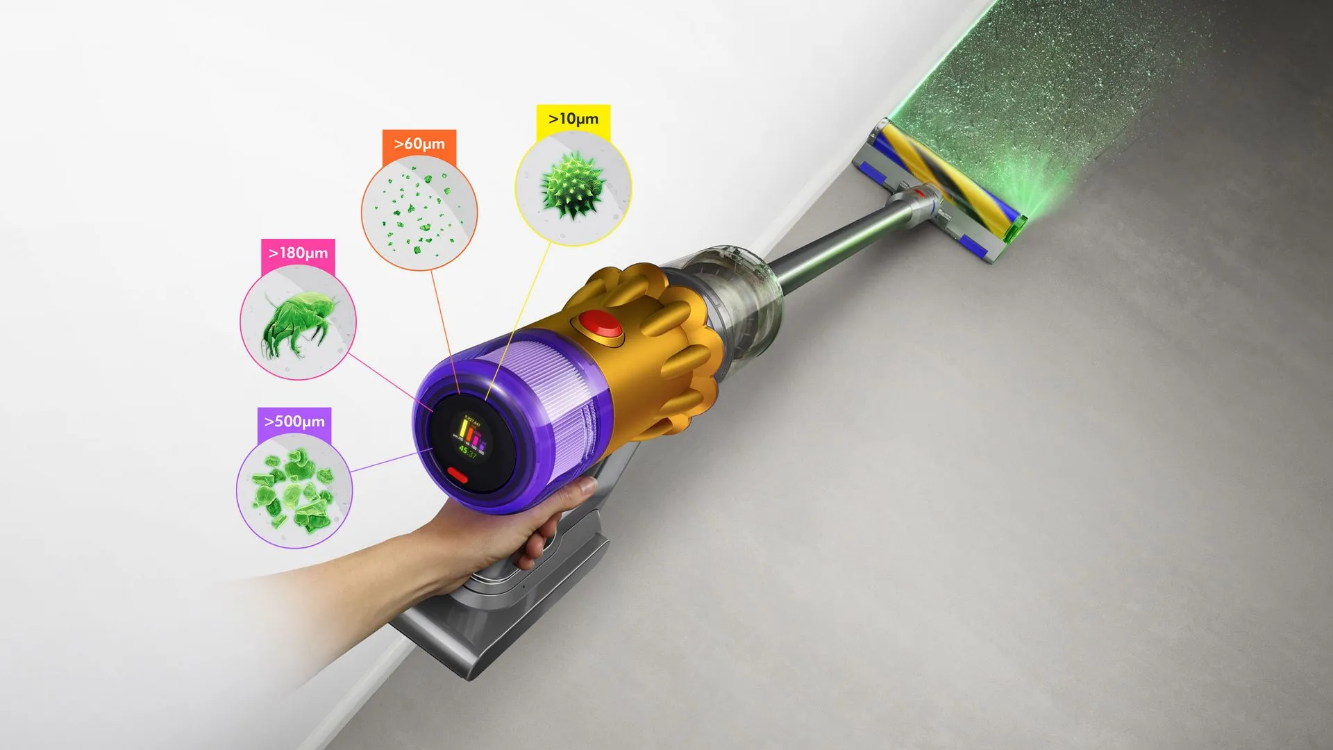 Dyson V12 Detect Slim Absolute -johdoton varsi-imuri, keltainen/nikkeli