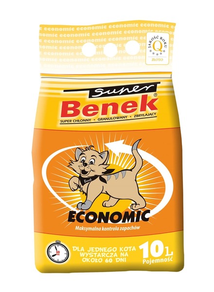 Certech Super Benek Economic bentonit klumpbildande kattsand, l&aring;g spridning, 10 l