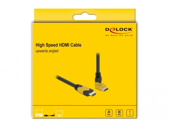 De-Lock  HDMI – HDMI 2.1 - cable, 1 m, Black, Yellow