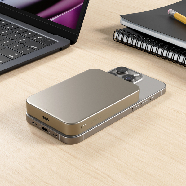 Epico UltraPack Qi2 10000mAh Alu Mag+ Wireless Power Bank EM71b Wireless Charging 15W for iPhone and Android, Titanium