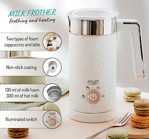 Adler AD 4494 Milk Frother 500 Watt 300 Millilitre White