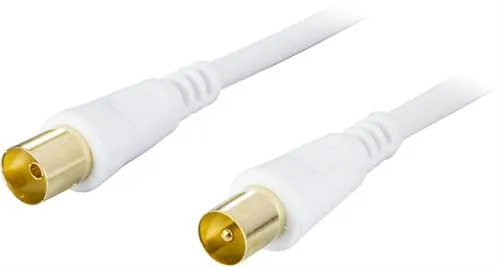 DELTACO antennkabel, 75 Ohm, ferritkärnor, guldpläterad, 1m, vit
