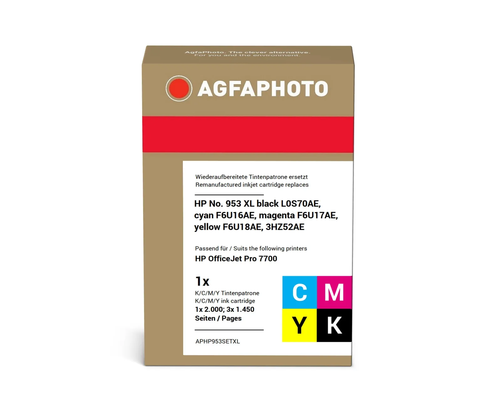 AGFAPHOTO APHP953SETXL XL-mustekasettipakkaus, musta, syaani, magenta, keltainen, 4 kpl