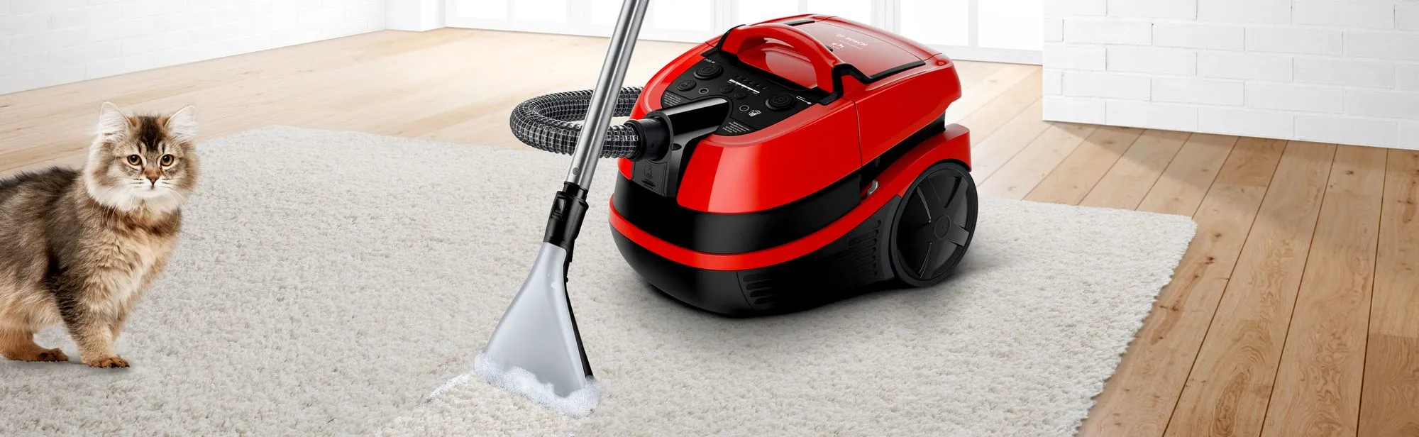 Bosch Serie 4 BWD421PET 5 L 2100 W HEPA -m&auml;rk&auml;-kuivaimuri, musta, punainen