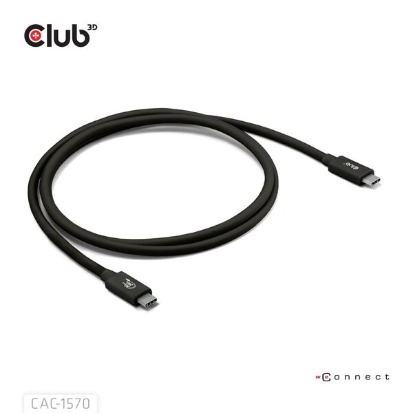 Club 3D USB-C - USB-C USB4 v2 4K540Hz 240W - cable, Black, 1.2m