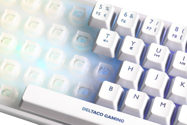 DELTACO GAMING WK70 60% Gaming Keyboard, Membrane, White semi-transparent