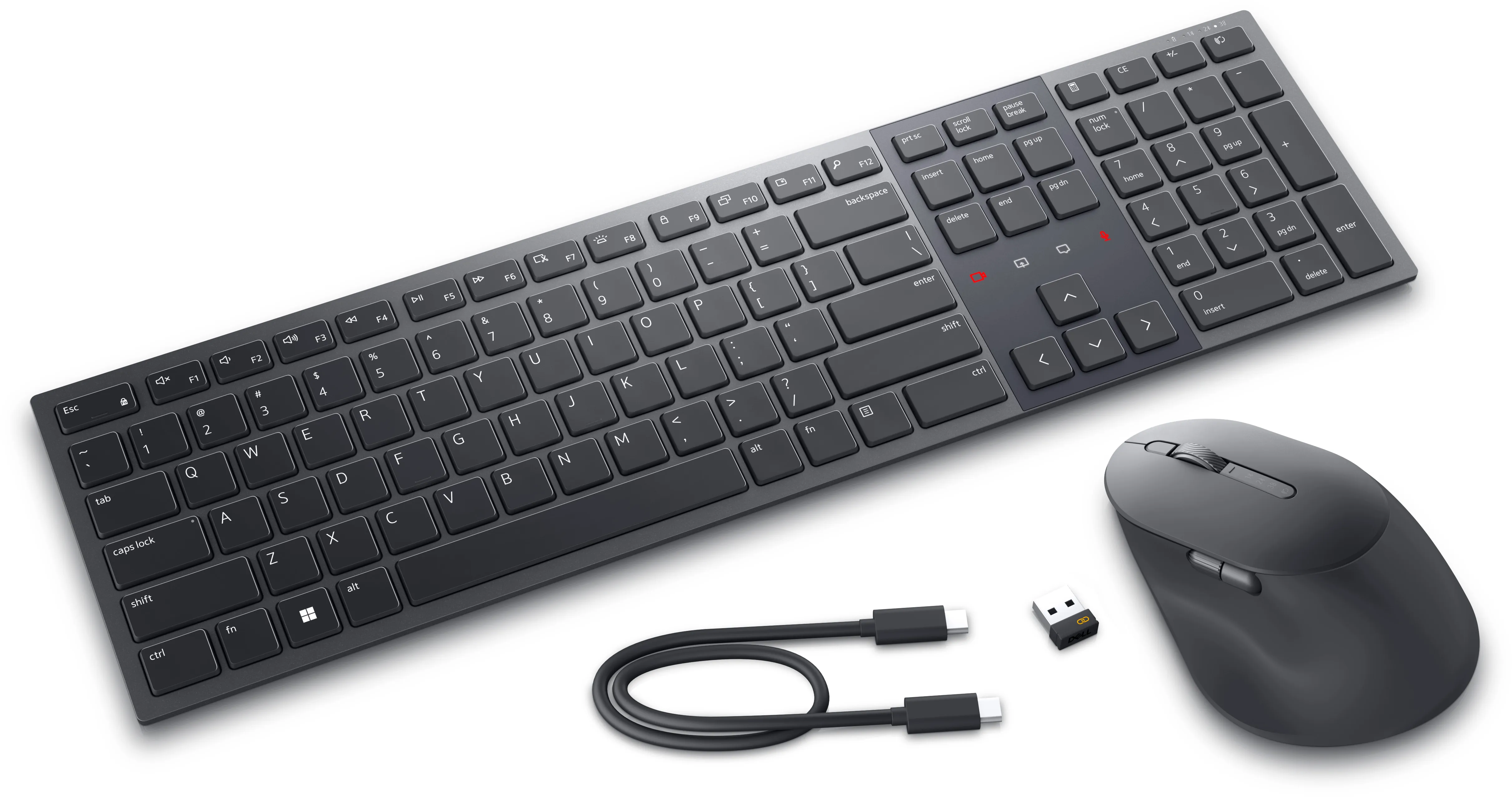 Dell KM900 Premier Collaboration Wireless Ergonomic Keyboard and Mouse, Graphite
