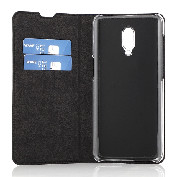 Wave Book Case, Oneplus 6T - Musta