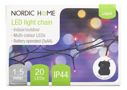 NORDIC HOME Multicolored LED light string with timer function, for indoor/outdoor use, 1.5 m, RGB