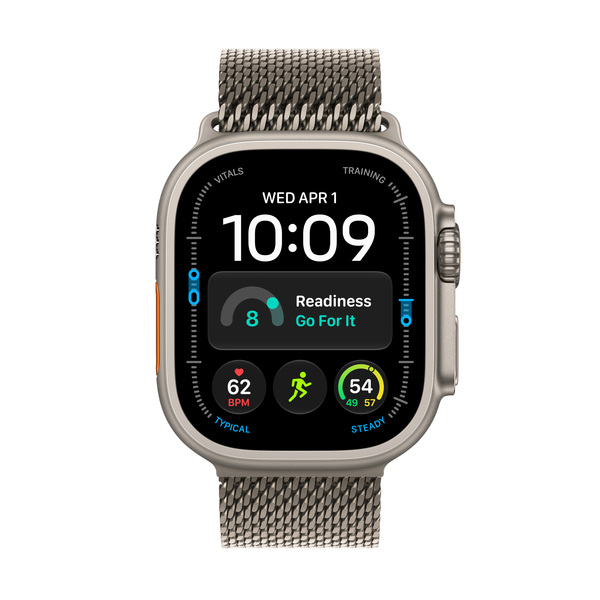 Apple Watch Ultra 4 49 mm titanboett naturlig med milanesisk loop naturligt titan (Small)