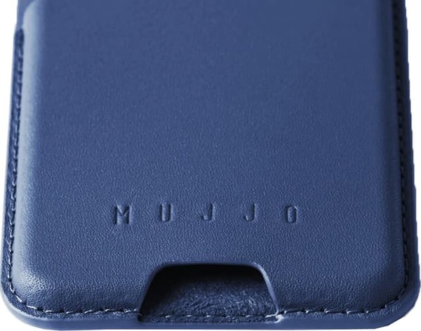 Mujjo MagSafe Leather Card Wallet, Monaco Blue
