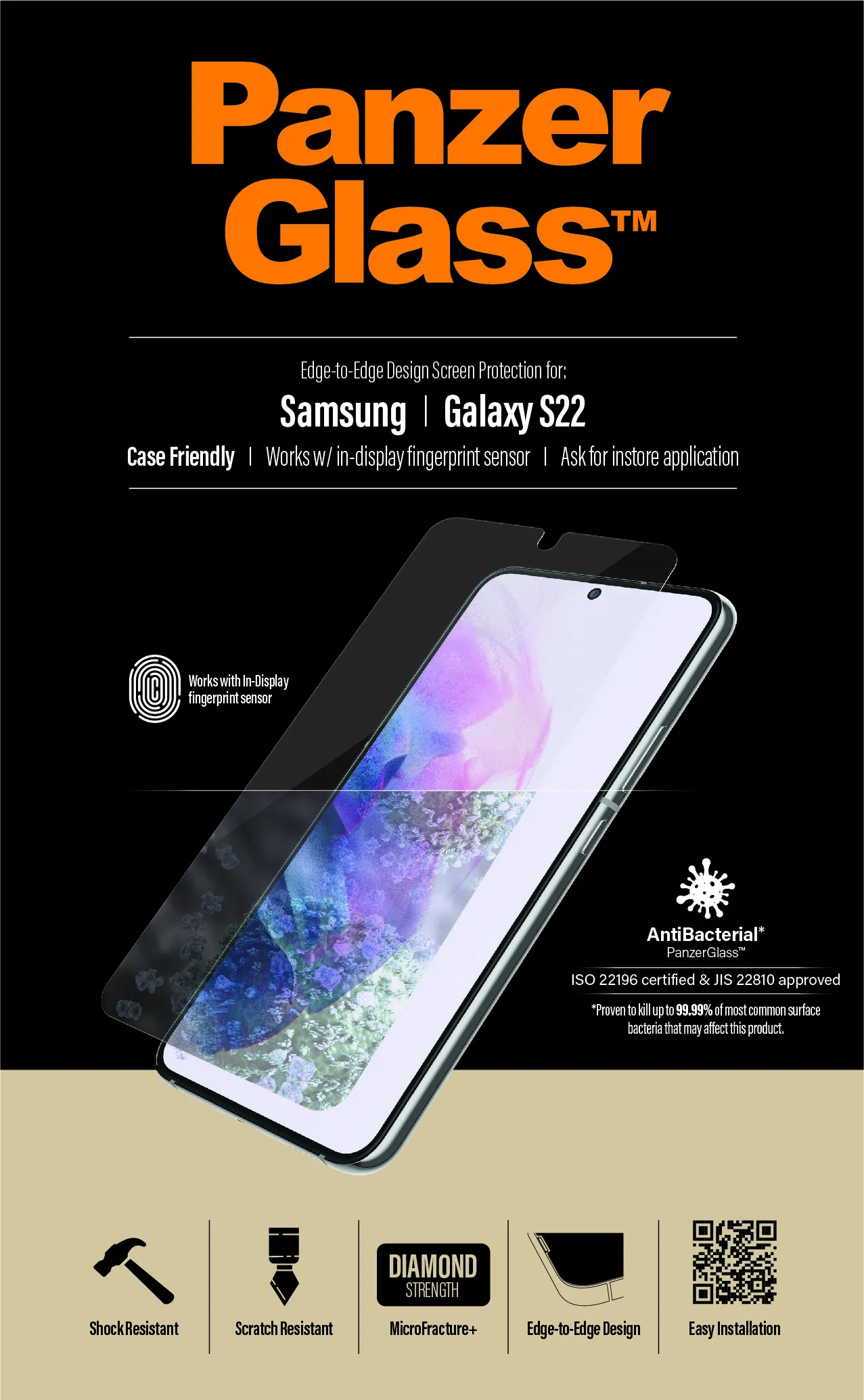PanzerGlass Case Friendly, Galaxy S22 - Screen Glass