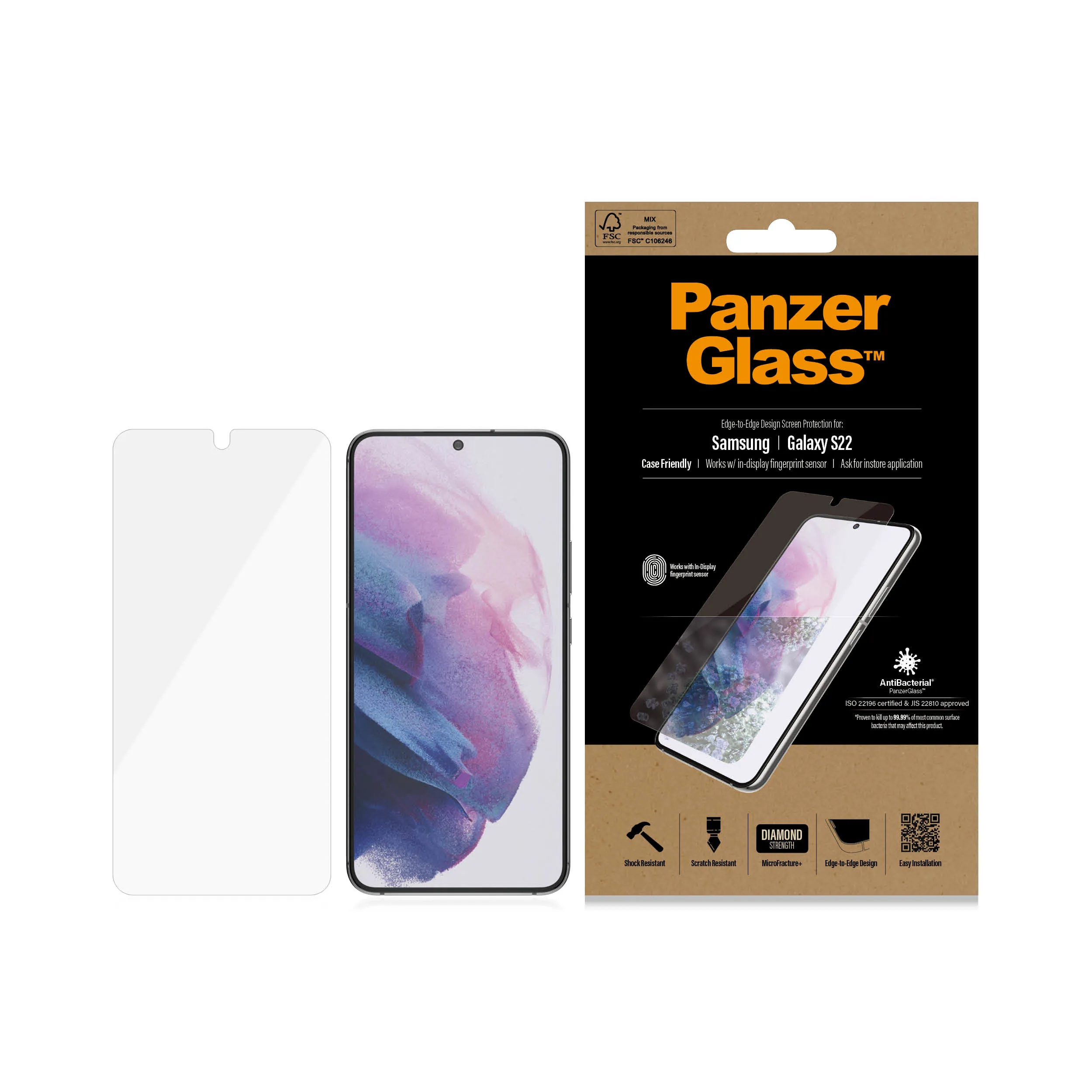 PanzerGlass Case Friendly, Galaxy S22 - Screen Glass