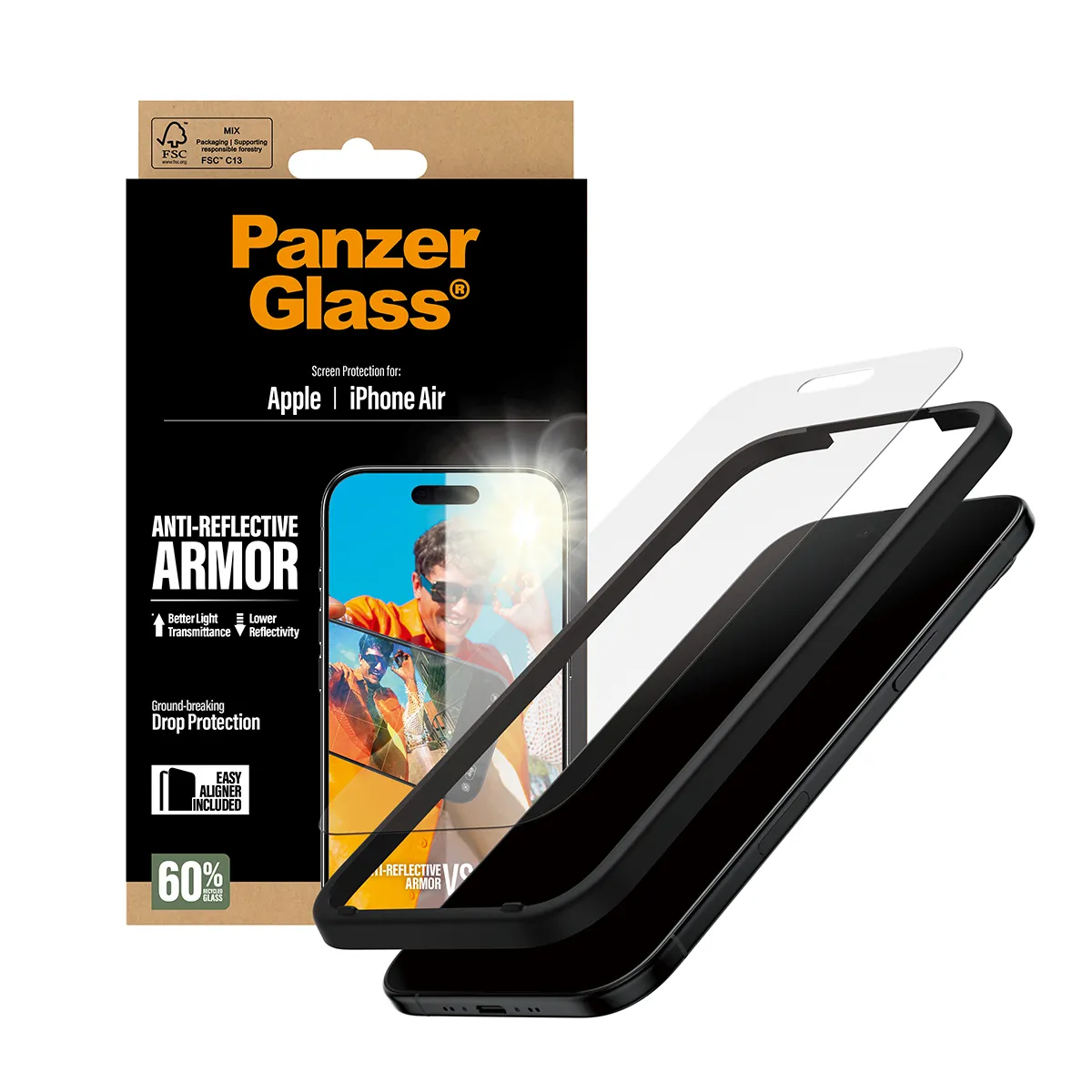 Panzerglass iPhone Air -n&auml;yt&ouml;nsuoja, Anti-Reflective Armor