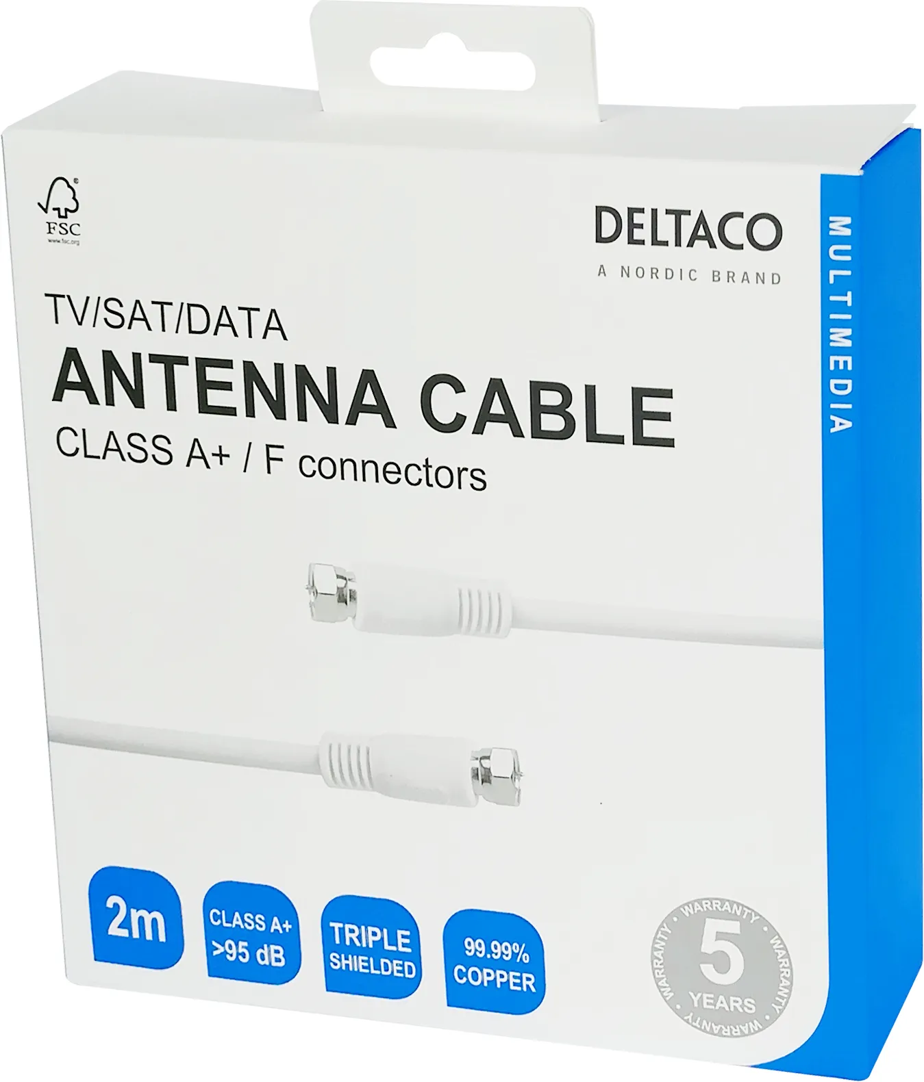 DELTACO R00150011 - Antennkabel, vit