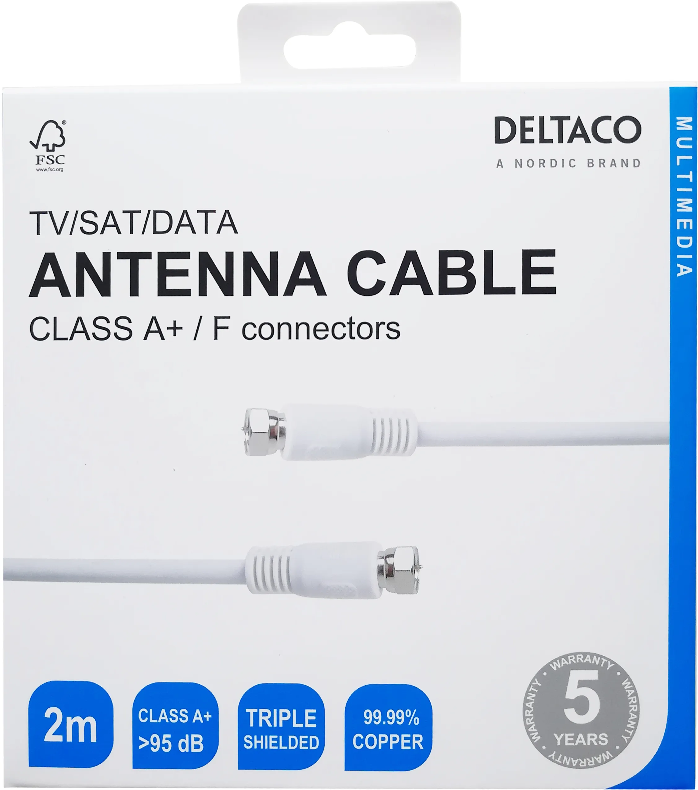 DELTACO R00150011 - Antennkabel, vit
