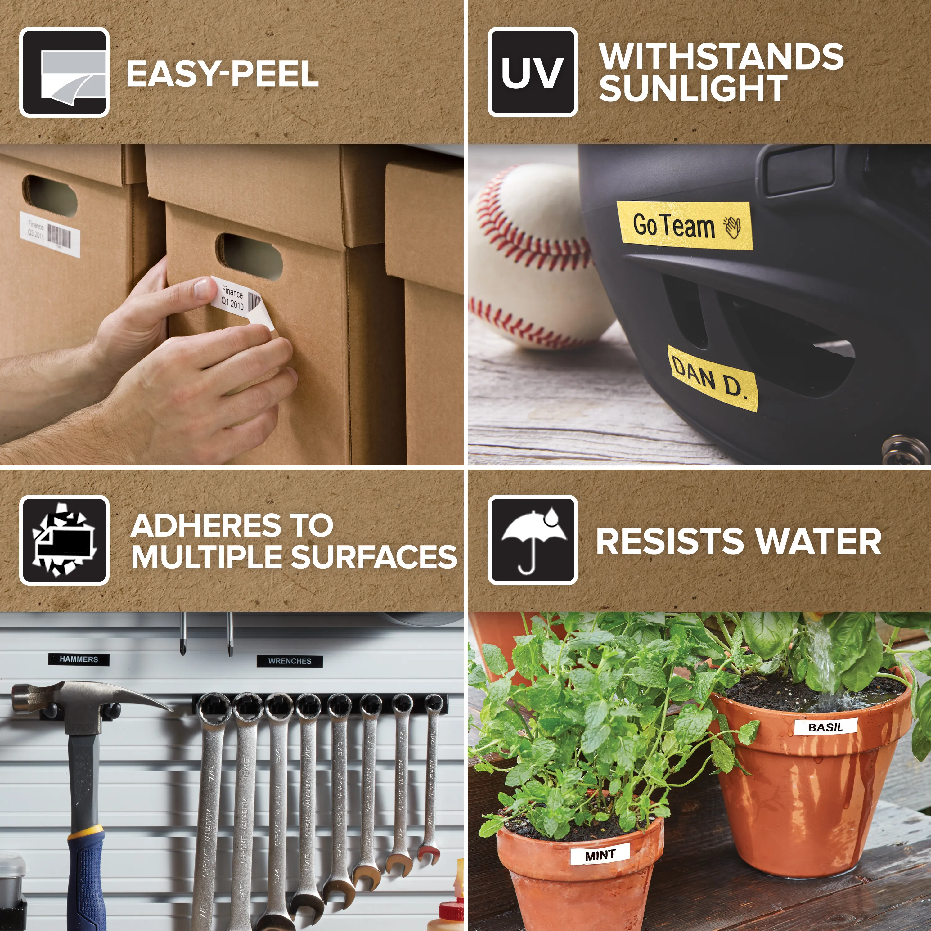 Tape D1 12mmx5,5m perm polyest bl/whi