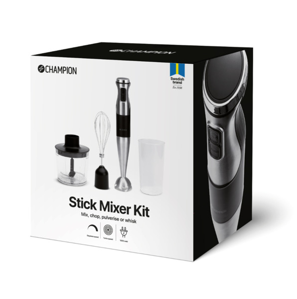 Champion CHSTM600 1000W Hand Blender Kit, Stainless Steel/Black