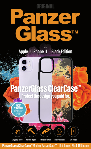 PanzerGlass ClearCase, iPhone 11 - fodral, Svart, Transparent