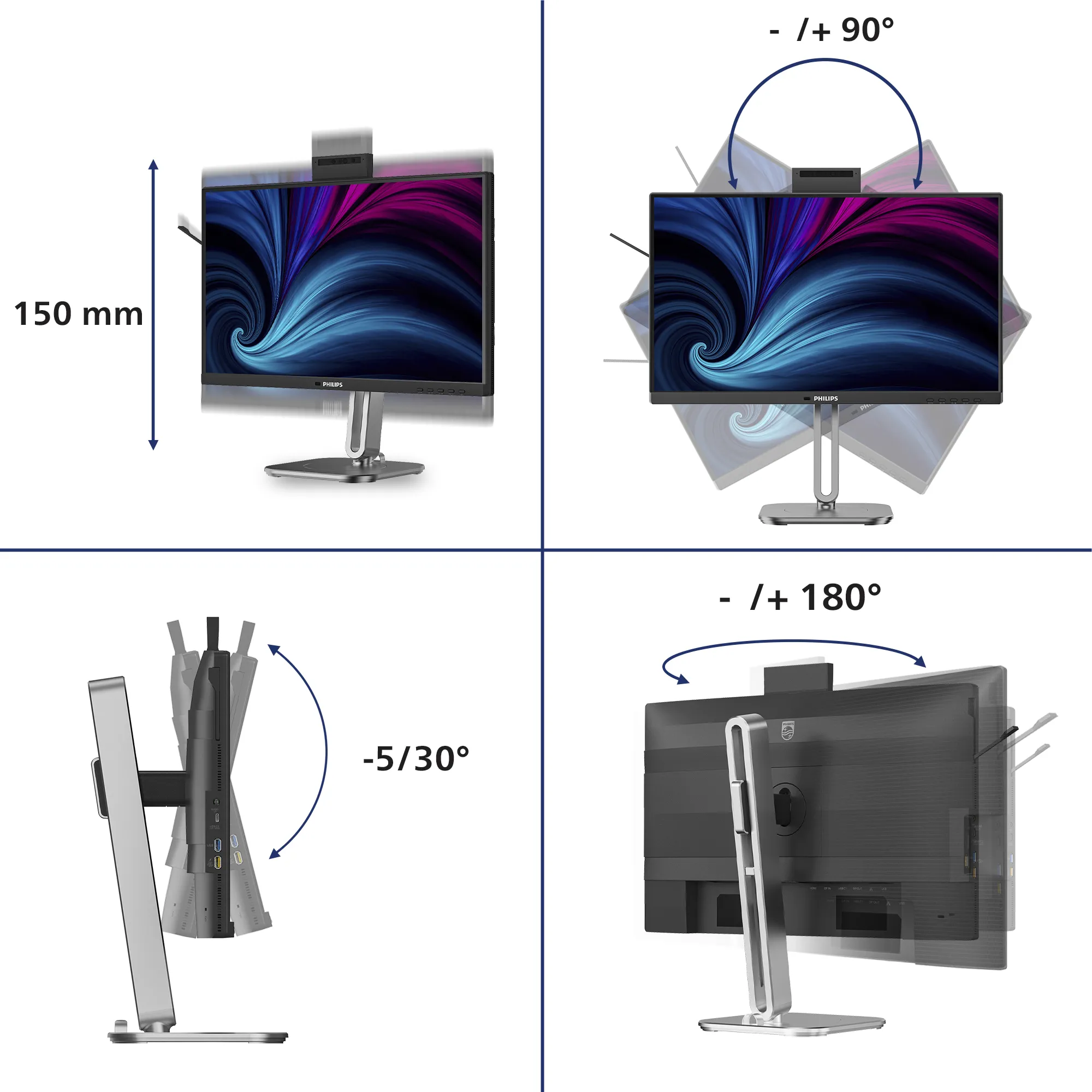 Philips 24B2U4301H/00 23.8" Full HD, IPS -n&auml;ytt&ouml;, USB-C hub