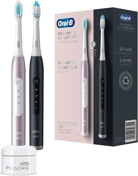 Braun Oral-B Pulsonic Luxe Slim 4900 - electric toothbrush, 2 handles, black/rose gold