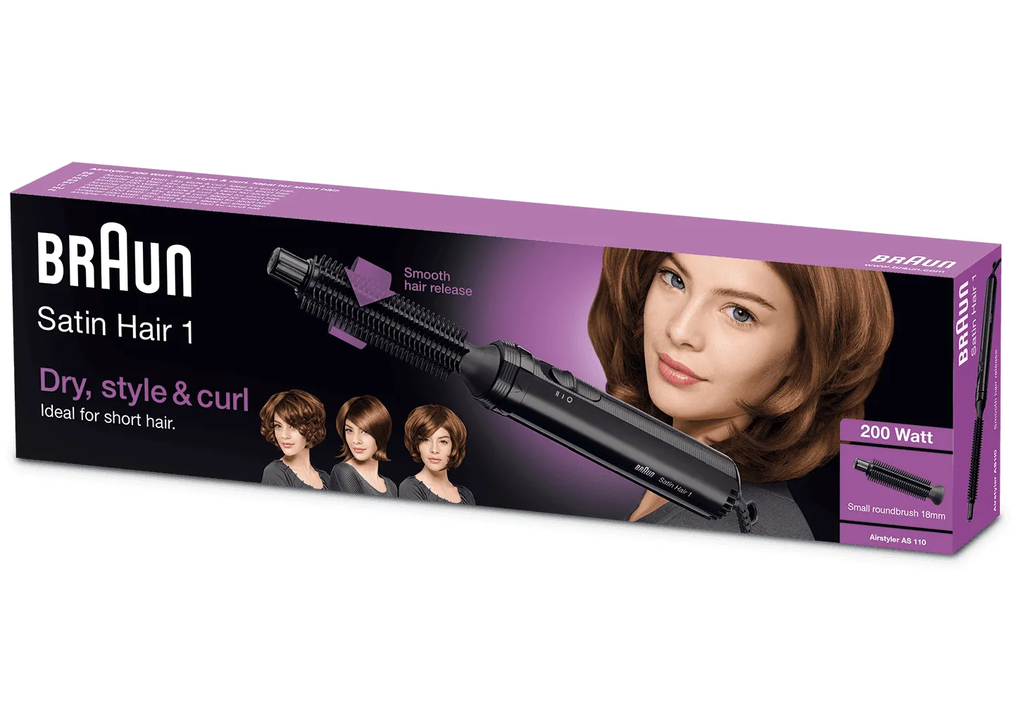 Braun Satin Hair 1 AS 110 -kuumailmaharja, musta