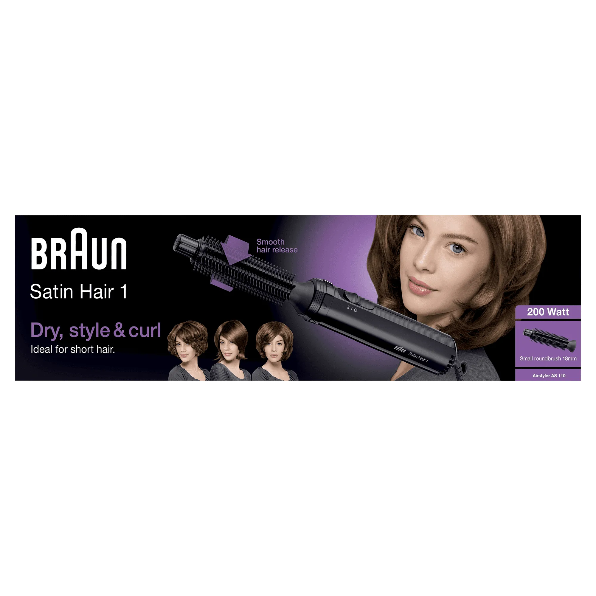 Braun Satin Hair 1 AS 110 -kuumailmaharja, musta