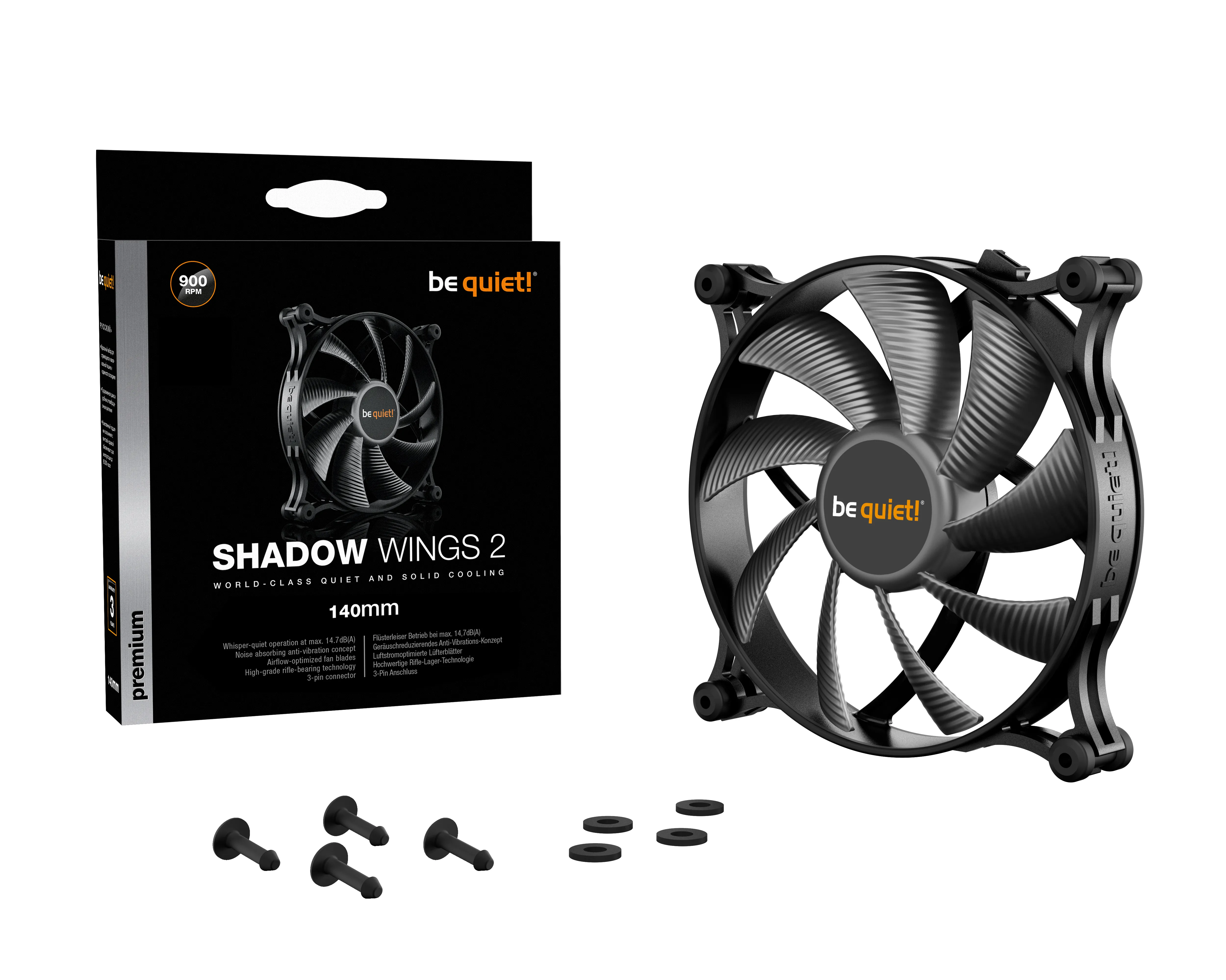 be quiet! Shadow Wings 2, 140mm -kotelotuuletin, musta