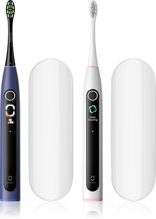 Oclean X Lite S -s&auml;hk&ouml;hammasharja, 2-pack, sonic, matkakotelo, Dark Blue, harmaa