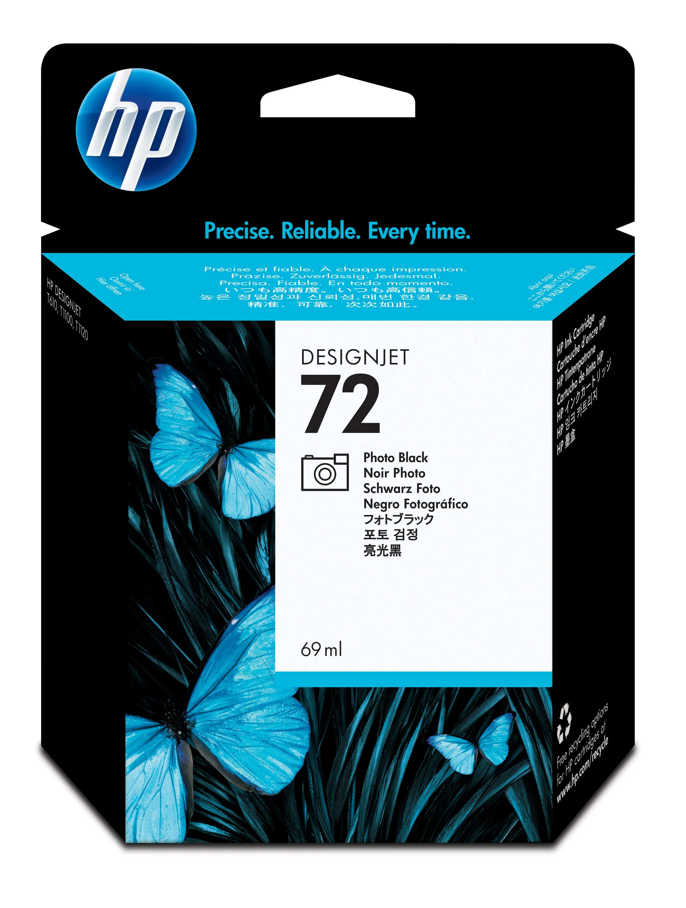 HP 72 ink black photo Vivera 69ml DesignJet T1100 T610 T620 T770 T1200