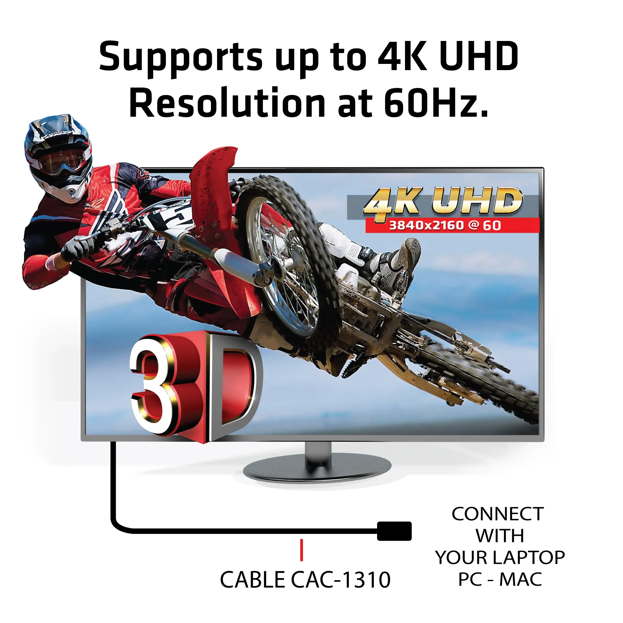 Club 3D HDMI &ndash; HDMI 2.0 2.0 - kabel, 3 m, Svart/Silver