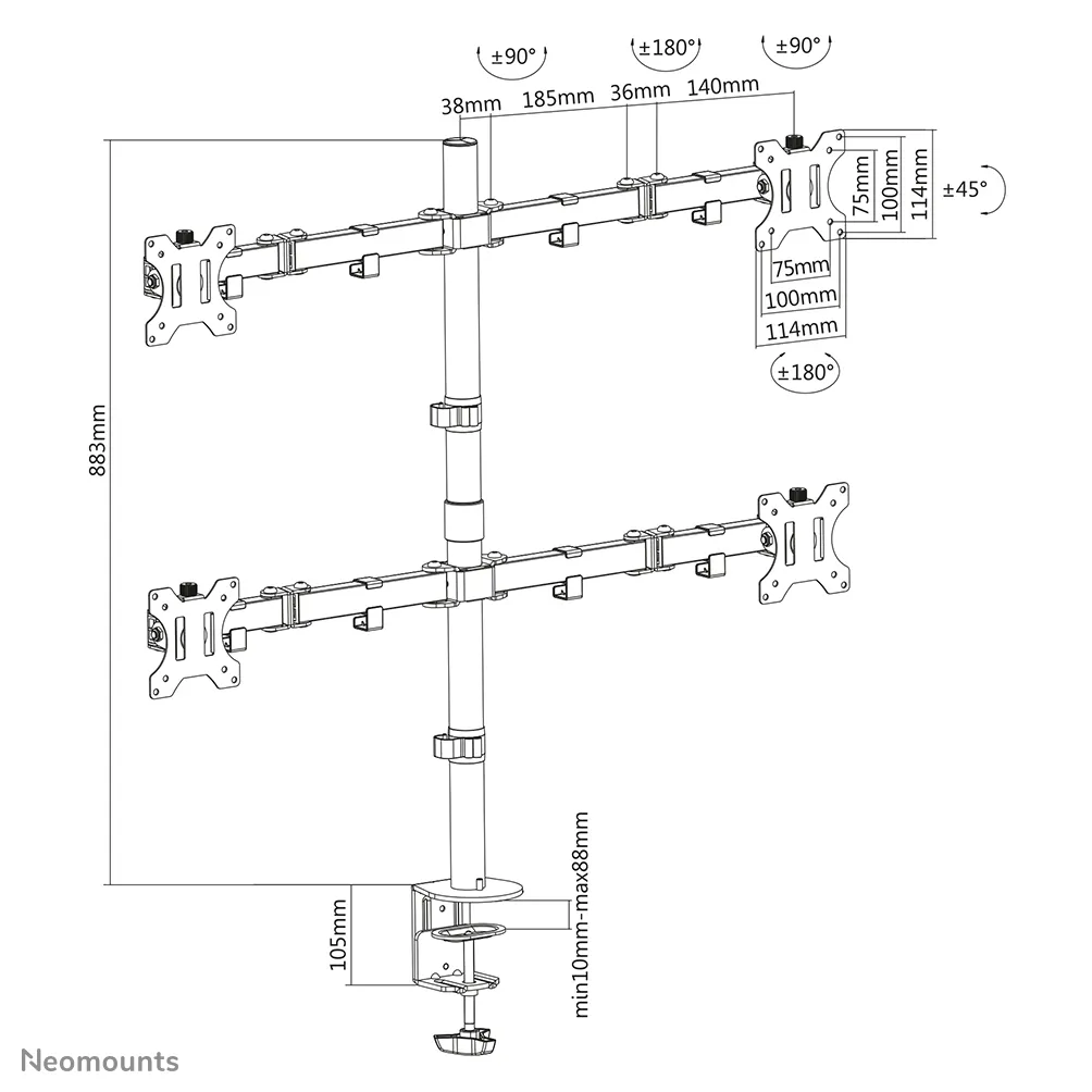 Neomounts FPMA-D550D4, -n&auml;yt&ouml;nvarsi, 13&quot;-32&quot;, 6kg, musta