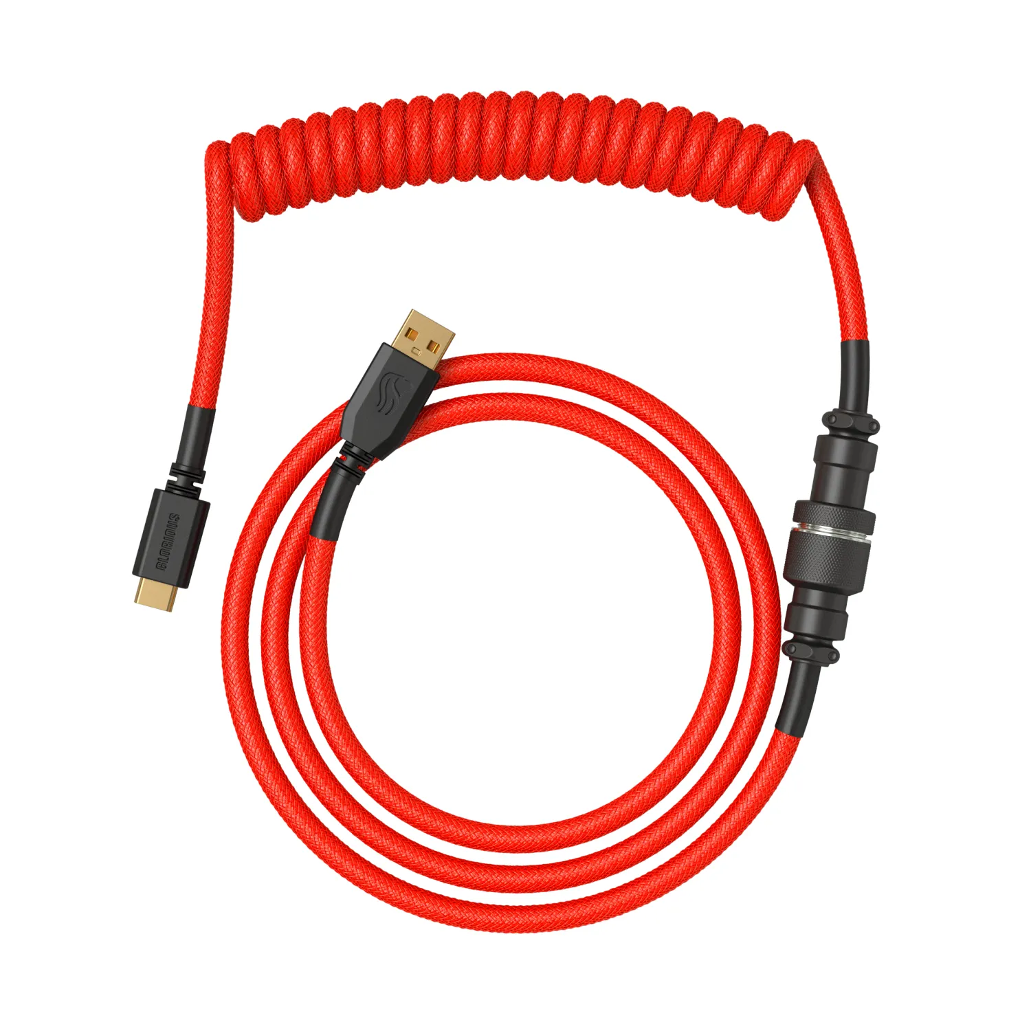Glorious GMMK Coiled USB-A - USB-C - kabel, 1.4m, Crimson Red